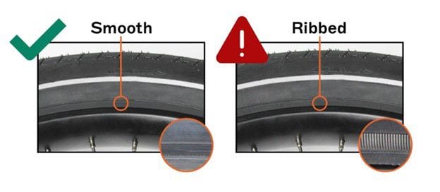 RadWagon 4 tires with a ribbed sidewall (right) can unexpectedly go flat, the recall notice states.